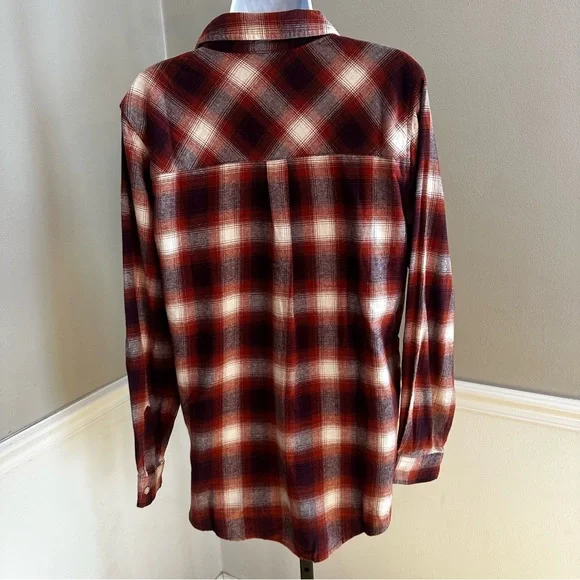 Gap Women’s Flannel Moana Plaid Button Down‎ Shirt, relaxed fit Size Large- New - Picture 5 of 13
